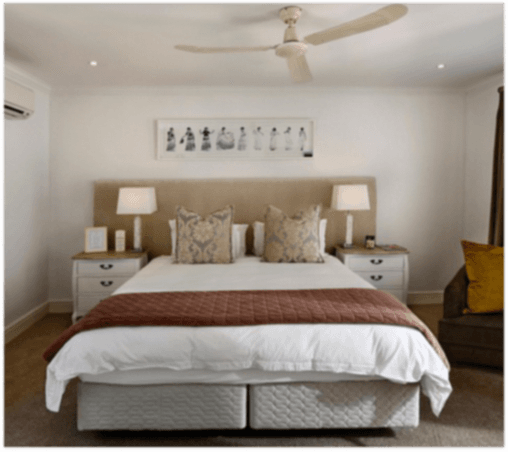Luxurious hotel bedroom with a comfortable bed and elegant decor